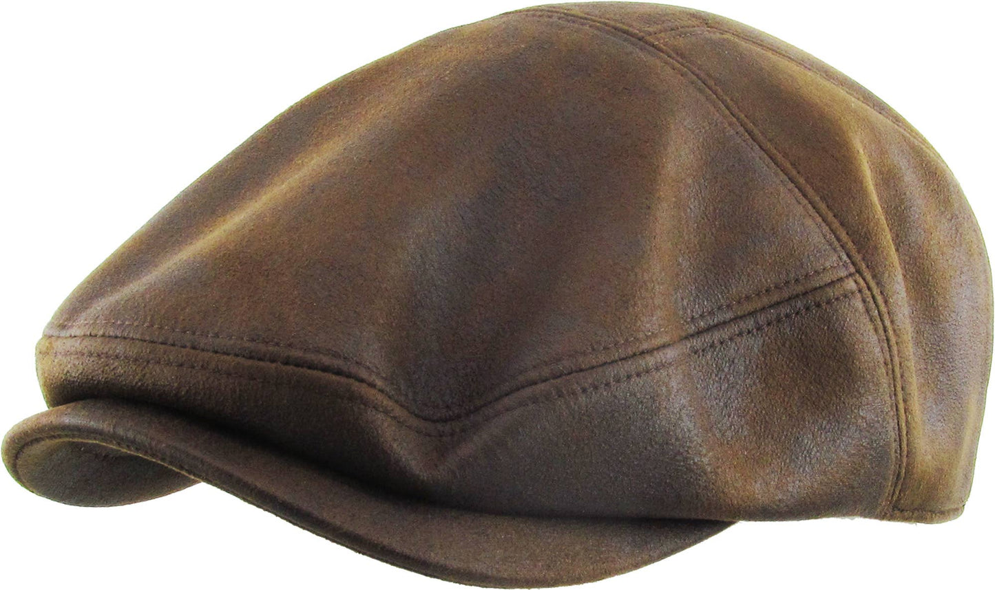 Faux Leather Ascot Ivy Newsboy Hat