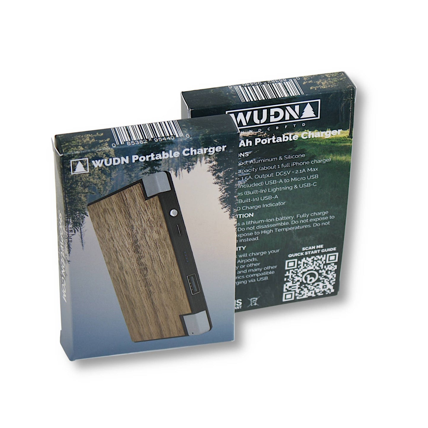 Slim Dual Wooden Power Bank – Ultra-Slim Portable Charger with Dual USB Output