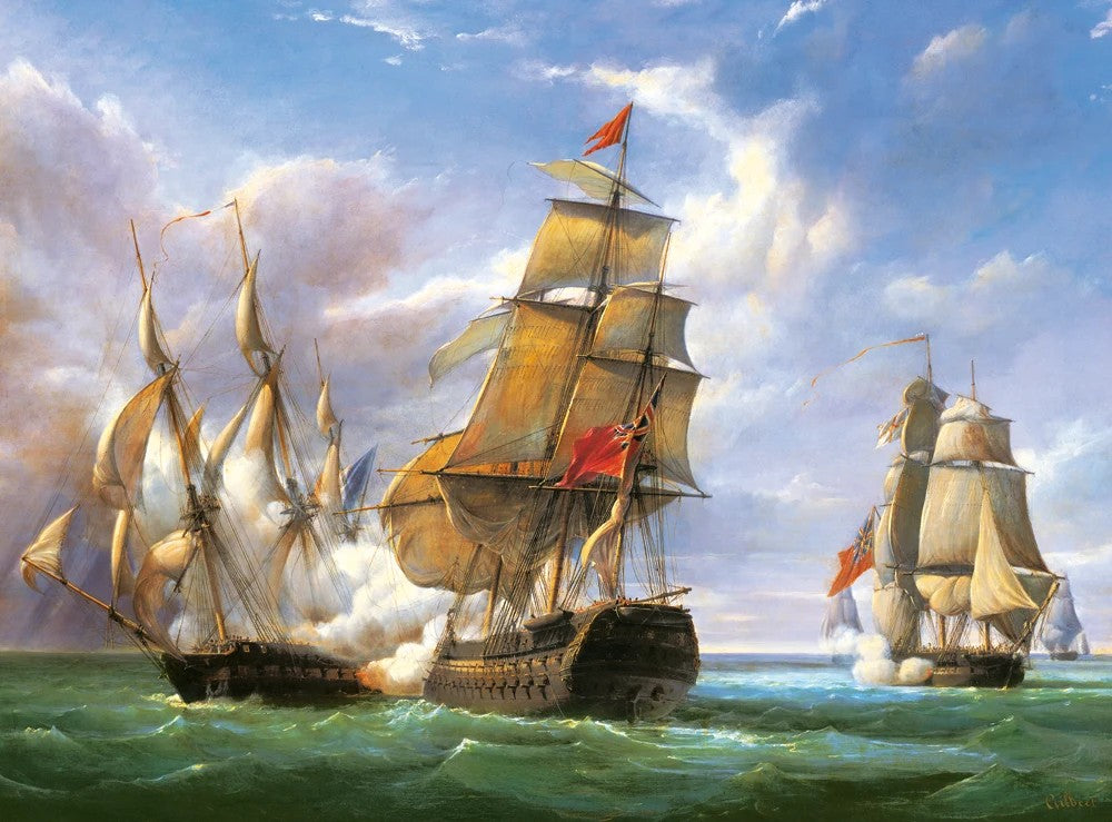 3000 Piece Jigsaw Puzzle, "Combat between the French and the English Vessels", Naval battle, Historical puzzles, Canon battle, Adult Puzzle, Castorland C-300037-2