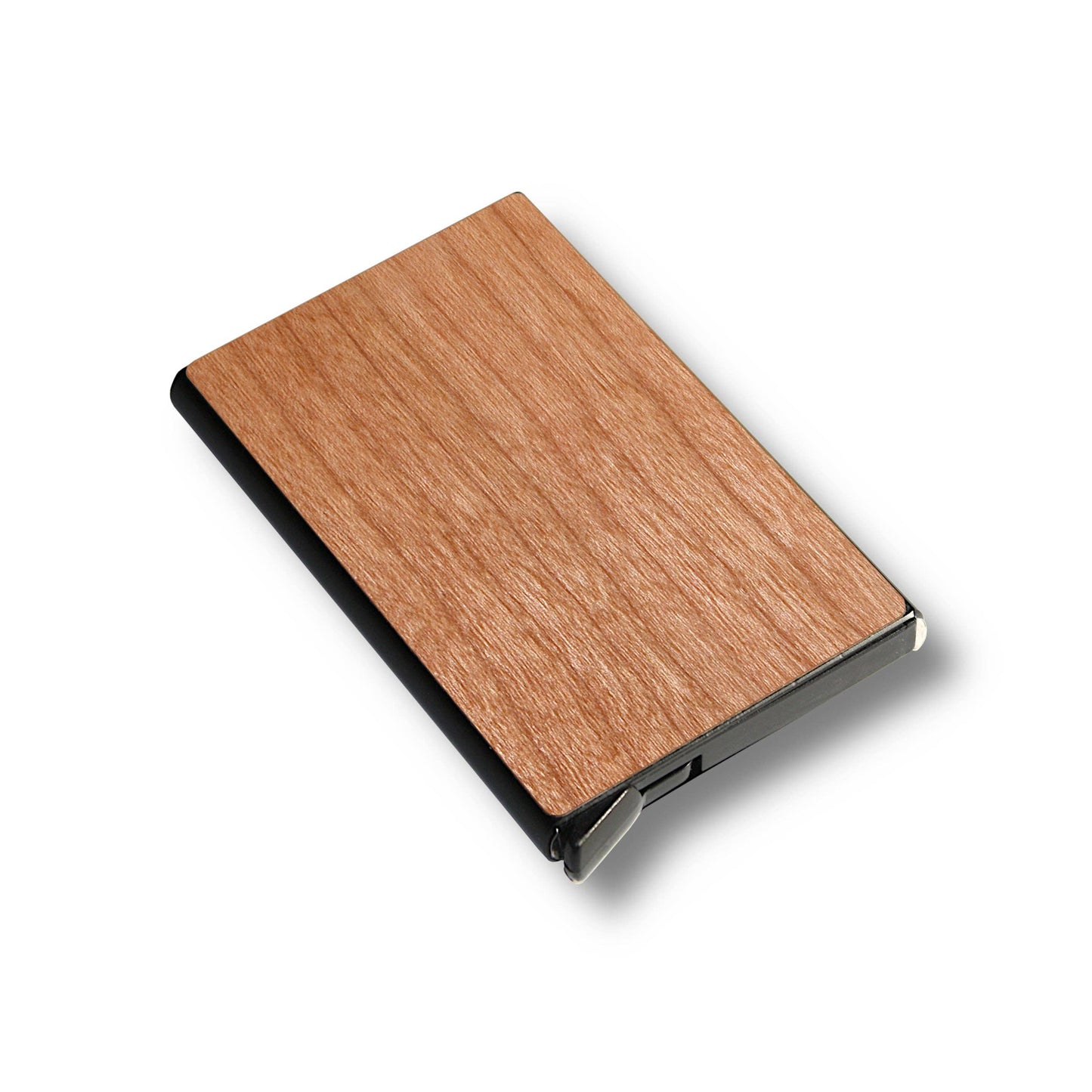 Slim Wooden RFID Blocking Wallet – Minimalist Aluminum Card Holder with Fast Access Switch