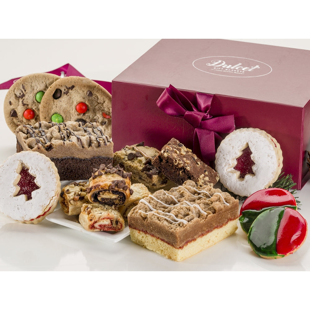 Merry Christmas Bakery Sampler Gift Box, gourmet sweets gift for birthdays, holidays and celebrations from Cedar & Spice Gifts
