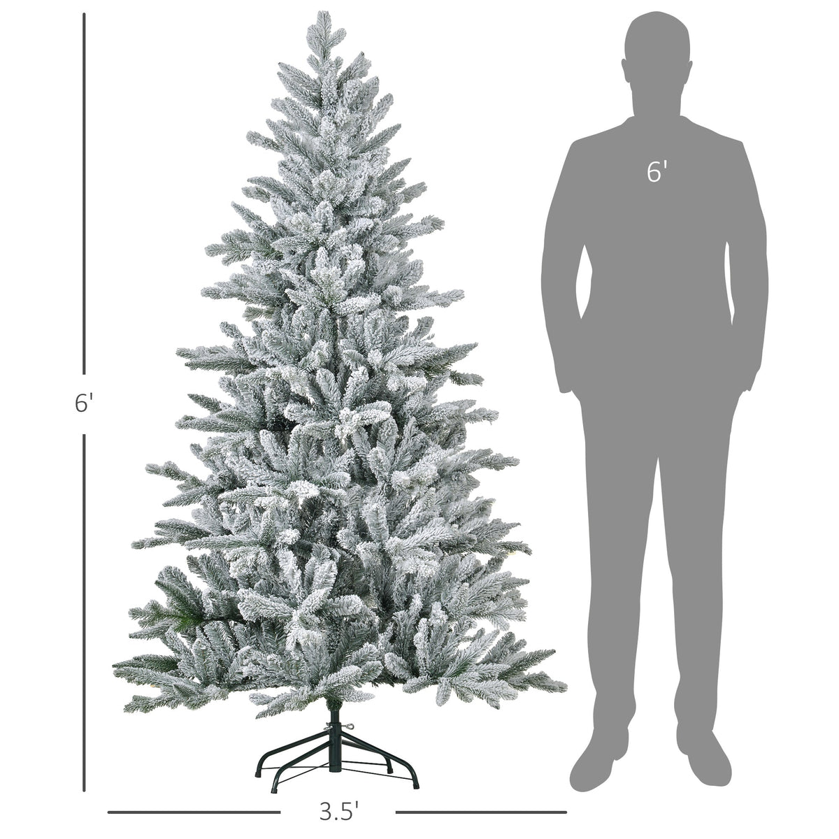 HOMCOM 6ft Snow Flocked Artificial Christmas Tree