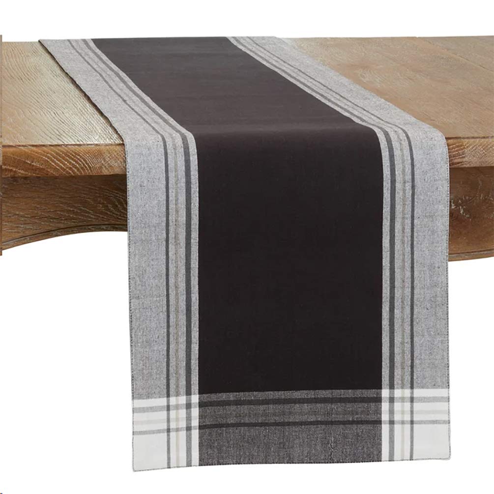 Contemporary Stripe Border Design 100% Cotton Table Placemats 13" W x 19" L, Set of 4 — dining room accent for seasonal table styling home and holiday accent