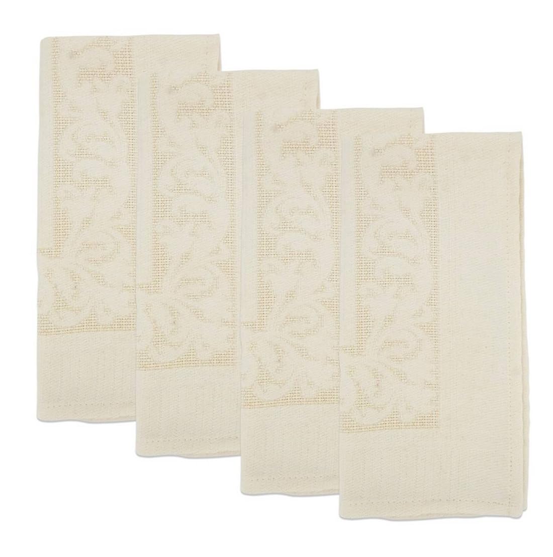 Ecru Jacquard Floral Tablecloth 65" W x 90" L Rectangle Flower Table Cover