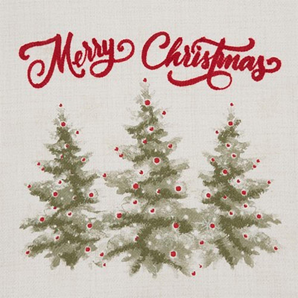 Merry Christmas Holiday Trees Decorative Throw Pillow 18" W x 18" L — accent cushion for living room bedroom and sofa home and holiday accent