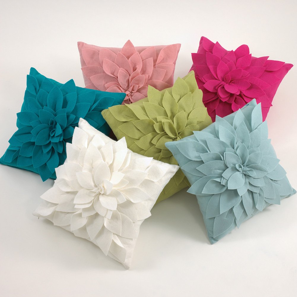 Sara's Garden Petal Decorative Throw Pillow. 17 Inch Square.