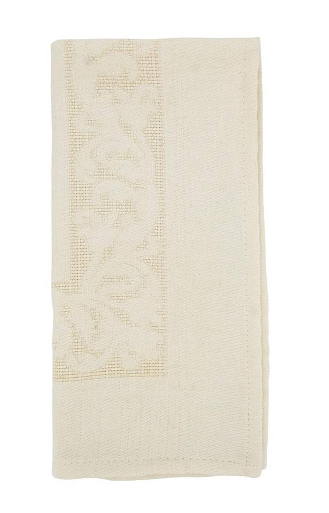 Ecru Jacquard Floral Tablecloth 65" W x 90" L Rectangle Flower Table Cover
