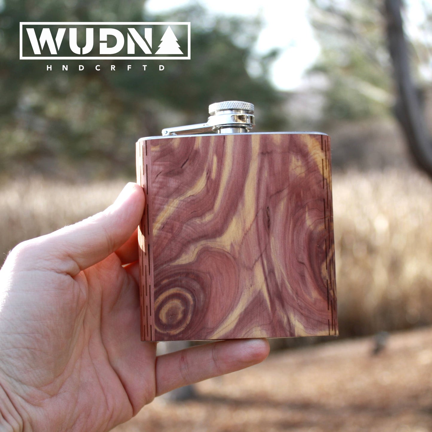 6 oz. Wooden Hip Flask – Real Wood Wrapped Stainless Steel Flask, Handcrafted in the USA