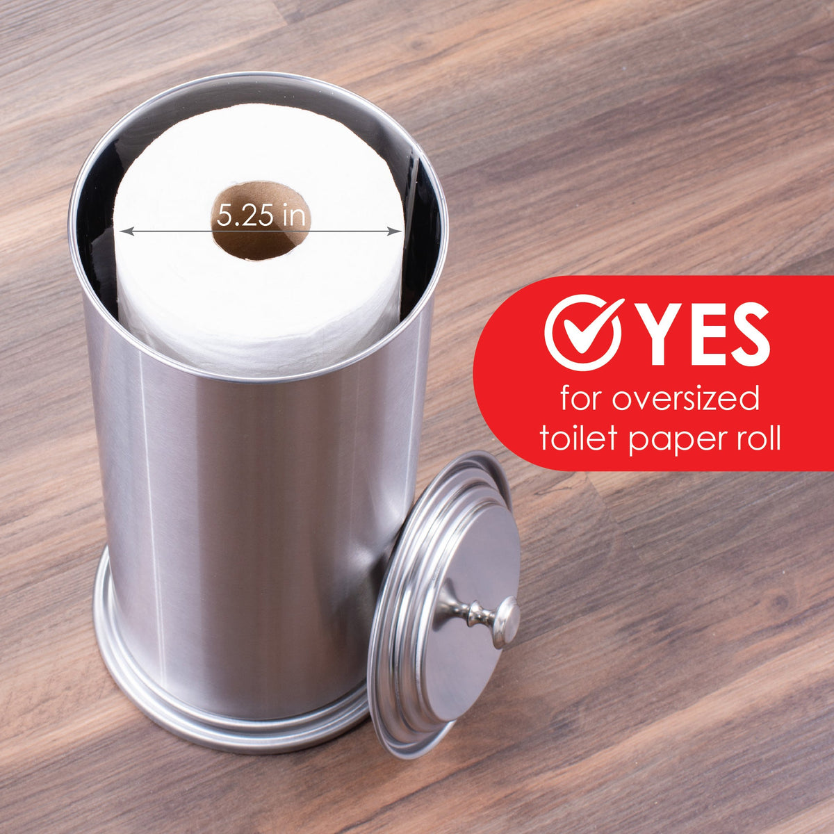 Freestanding Extra Large Toilet Paper Holder (Stainless Steel Finish)