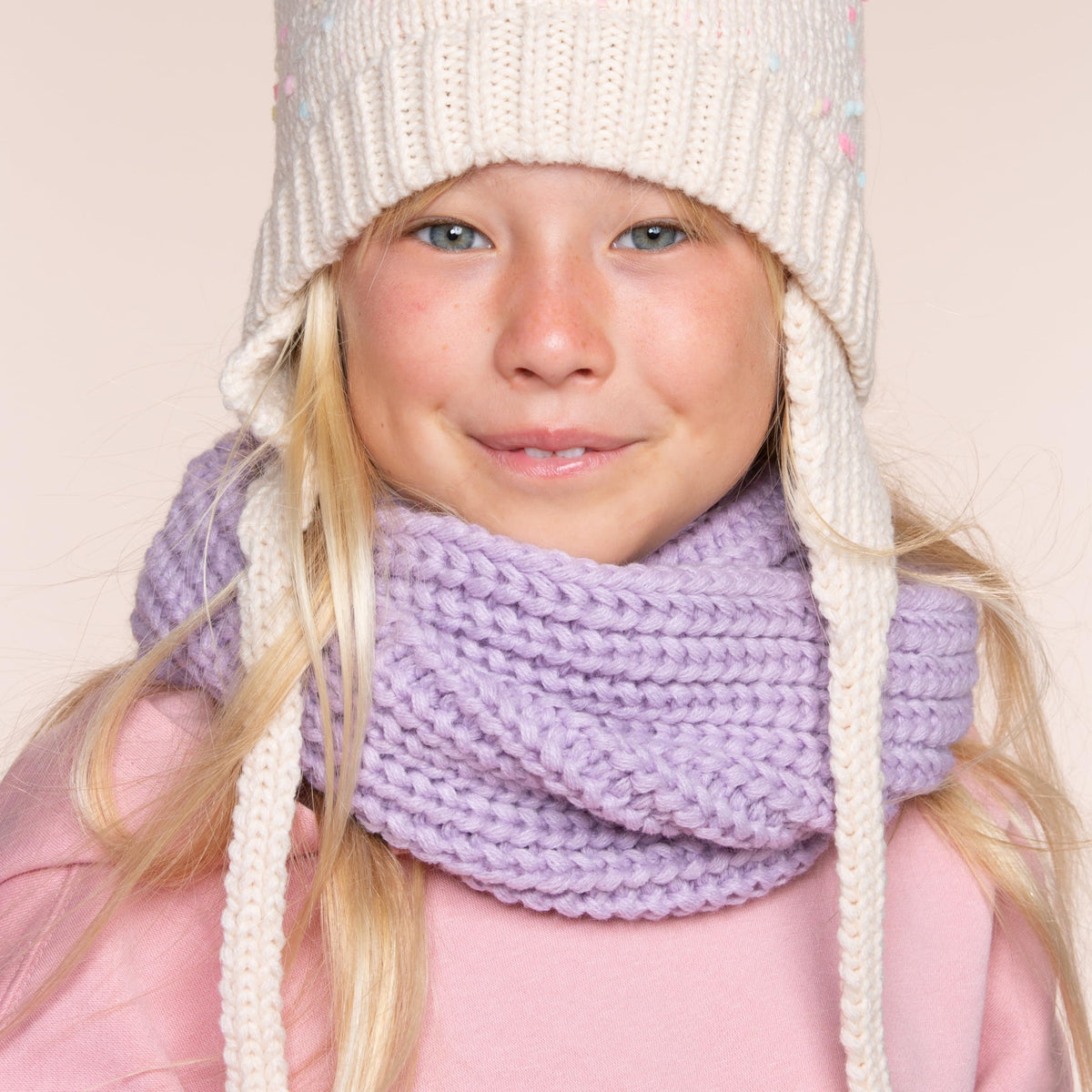 Warm Earflap Knit Beanie 2Pc Set for Toddlers/Little Kids 2-6 Years