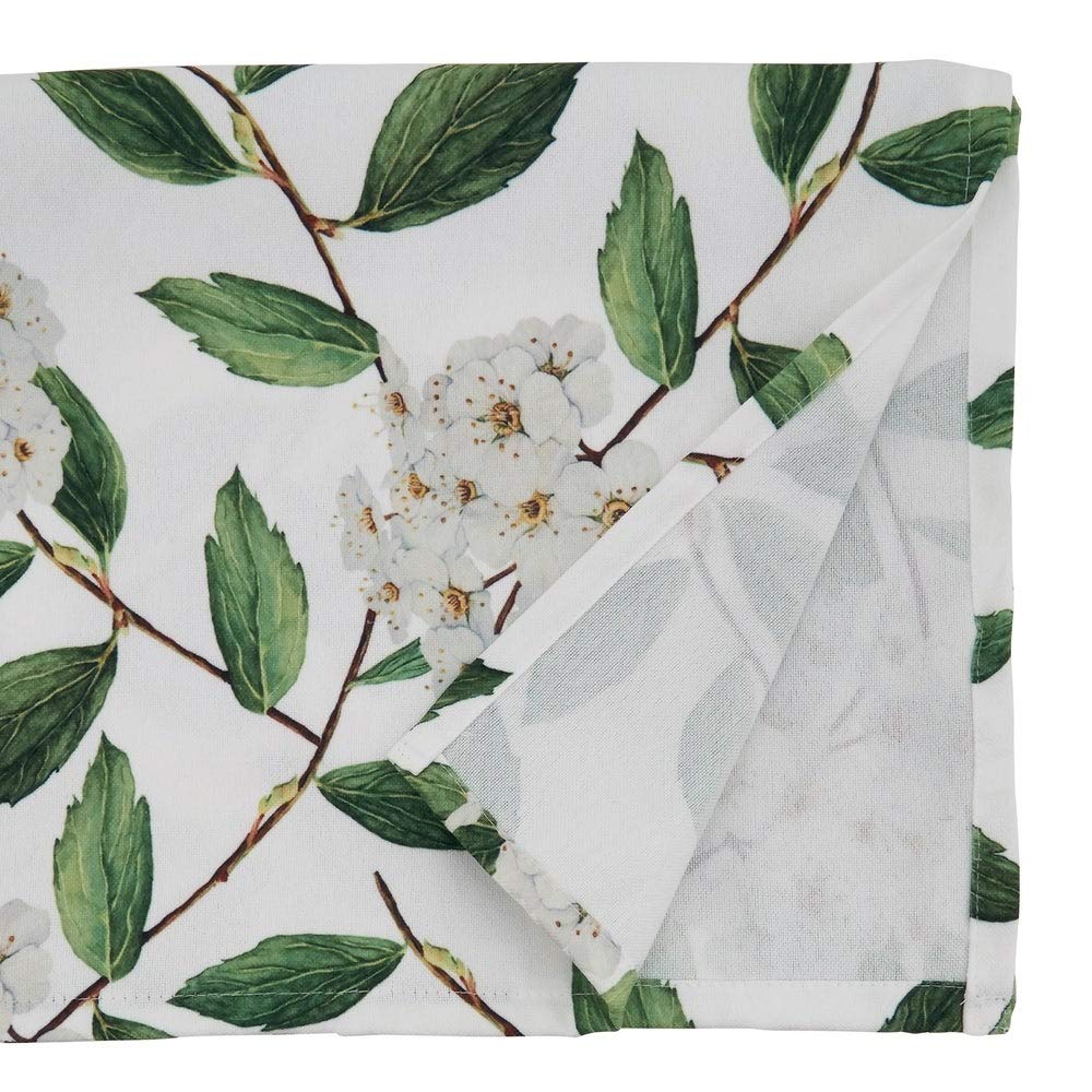 Floral Design Table Linen Collection White Green Table Cover — Christmas decorating piece interior decorating accent