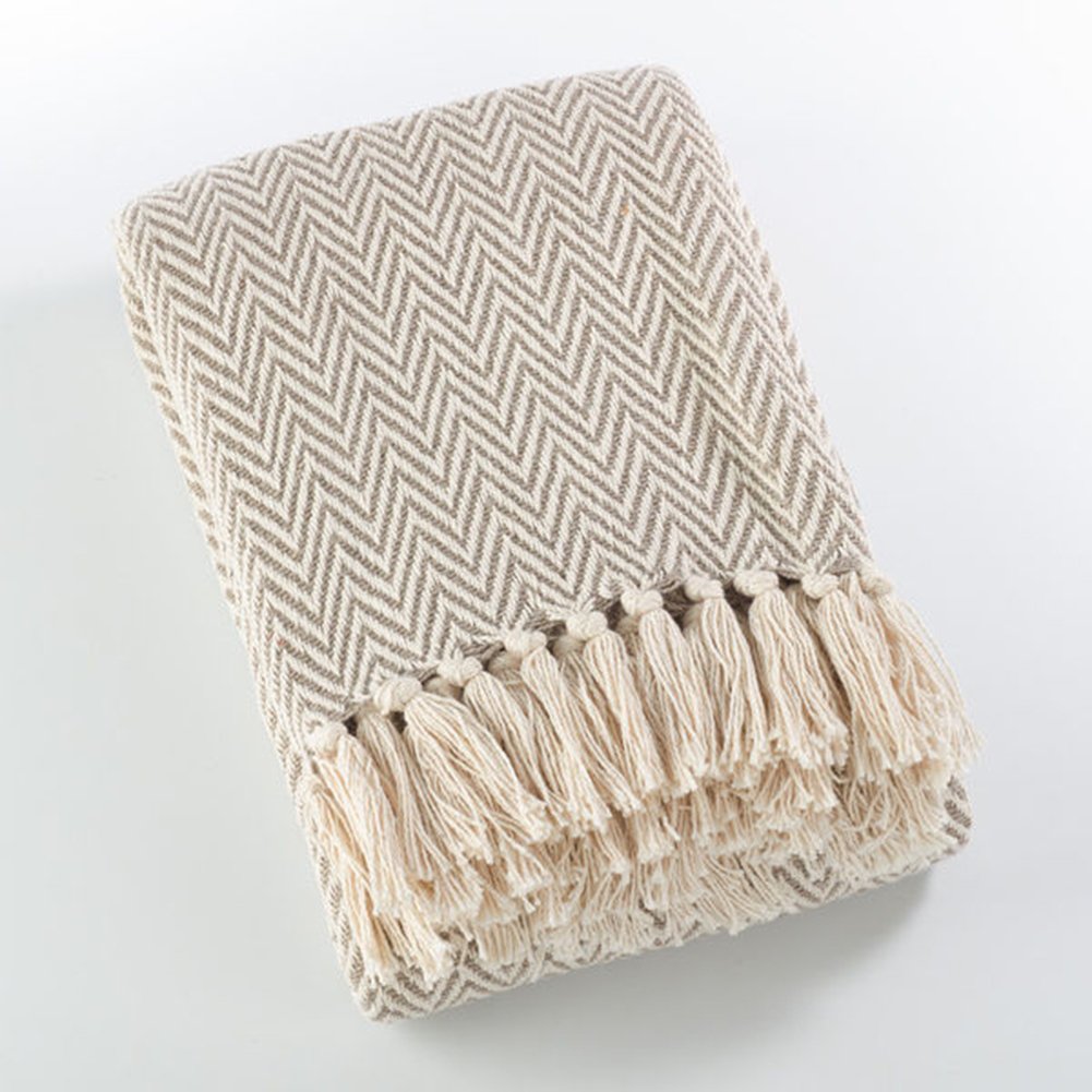 Fennco Styles Sevan Collection Soft Cotton Chevron Throw Blanket 50" W X 60" L