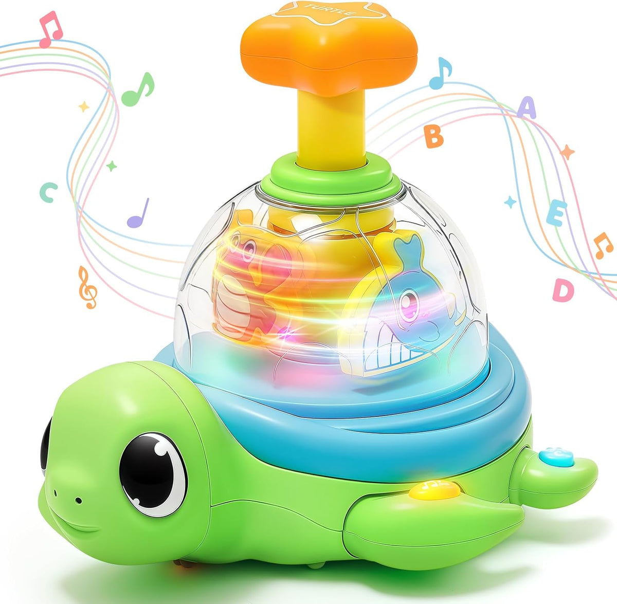 Musical Baby Toys for 1 Year Old - Crawling Turtle Infant Toys 6-12 Months, Press & Glow & Spin for Cause and Effect, Tummy Time Development, Christmas Birthday Gifts for 1 Yr Old Boy Girl 9-18 Month