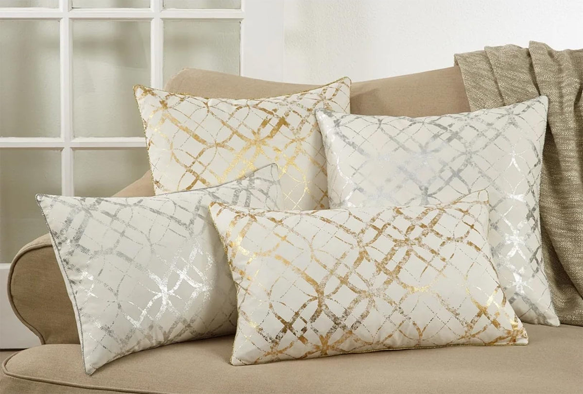 Modern Metallic Foil Design Cotton Throw Pillow Cover 20" W x 20" L — decorative cushion for seasonal home styling home styling accent