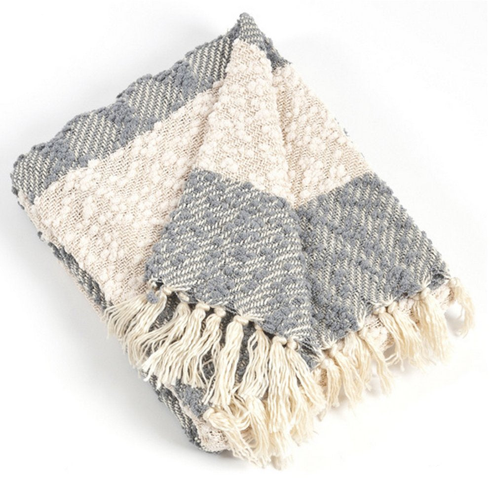 Nubby Design Striped Throw Blanket with Tassel 50" W X 60" L — cozy home accent blanket for living room or bed seasonal decorating choice