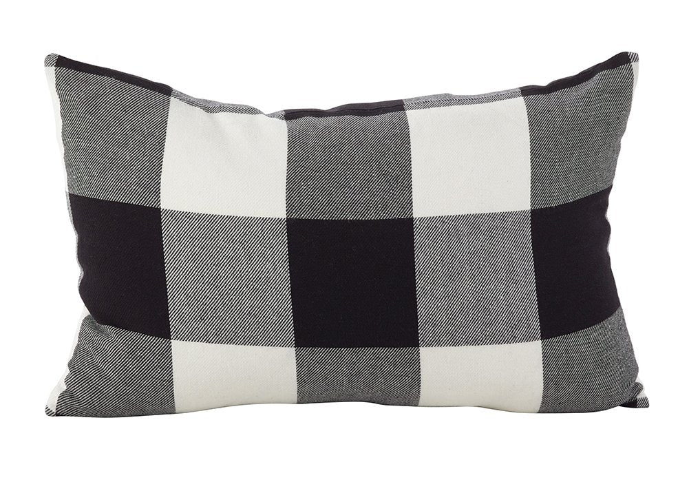 Home Decor Buffalo Check Plaid Cotton Throw Pillow (Black, 13"x20" Pillow Case)