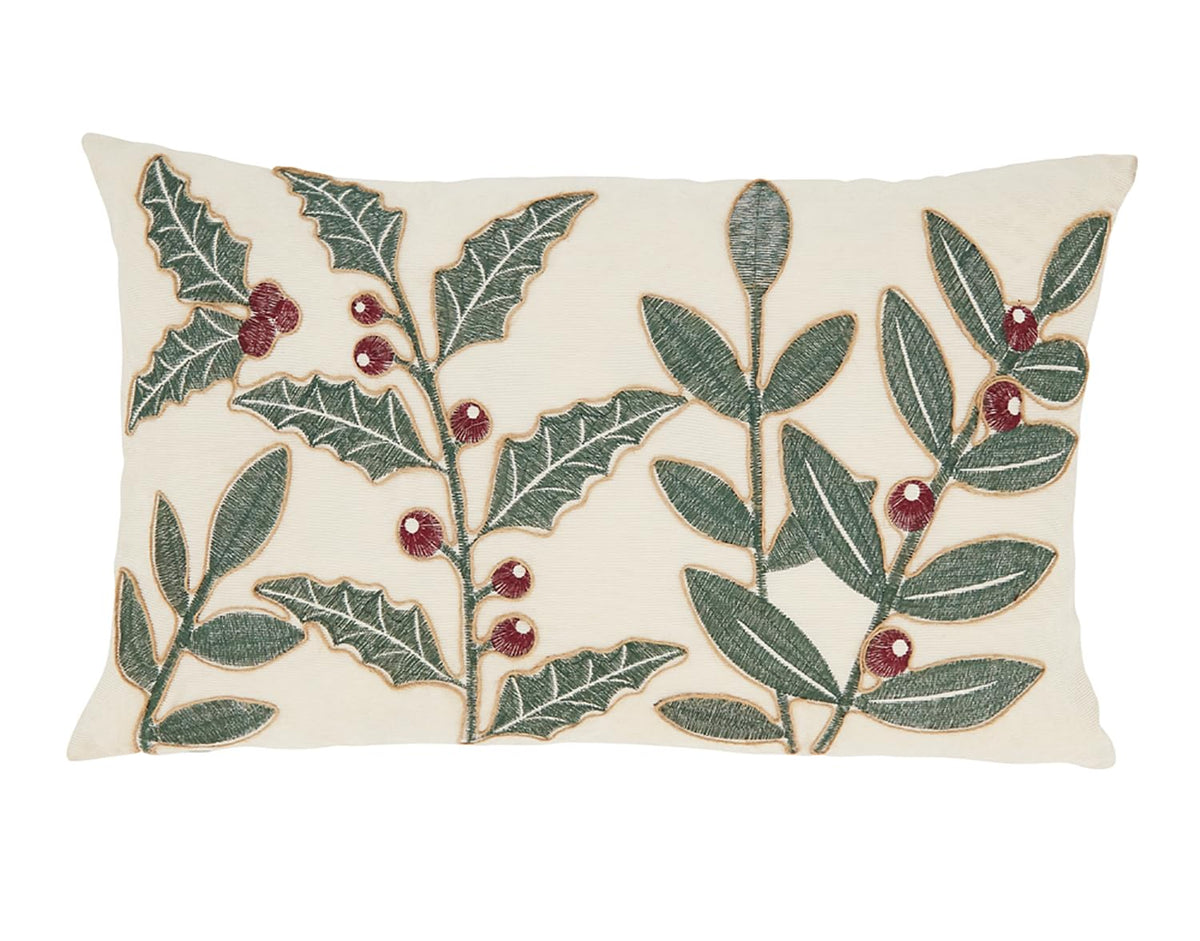 Holly Berry Decorative Throw Pillow Cover 12" W x 20" L — decorative throw pillow for cozy home styling
