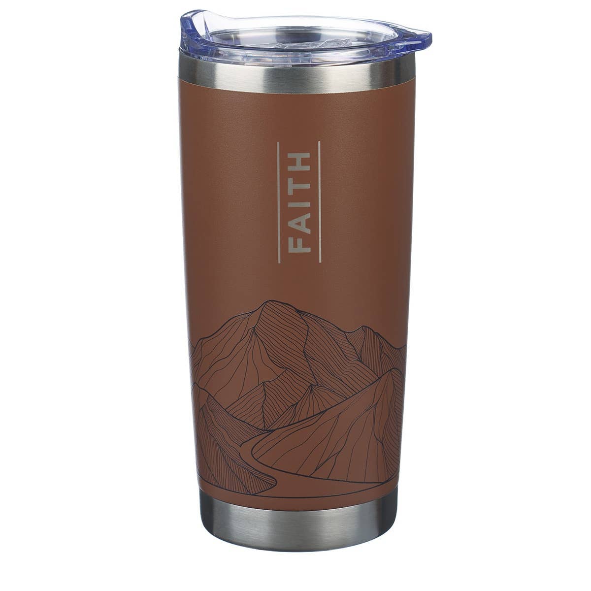 Tumbler SS Brown Faith Mountains