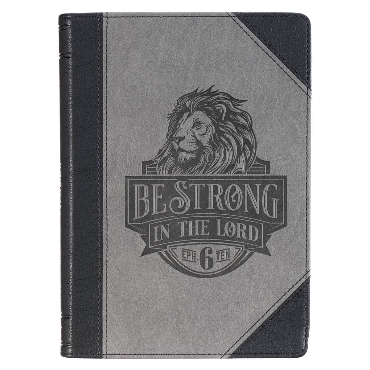 Journal Classic Gray Lion Be Strong in the Lord Eph. 6:10