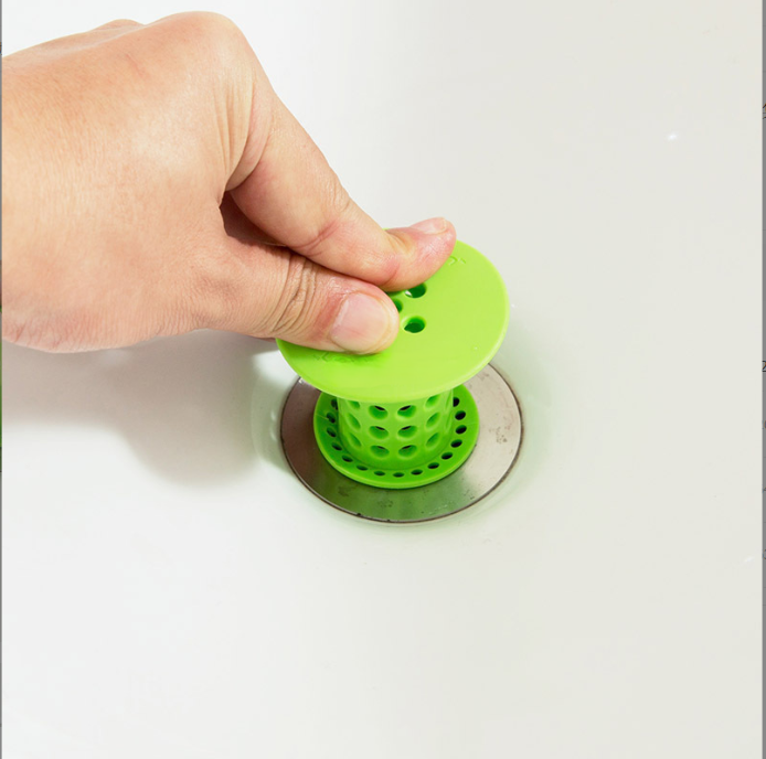 Bath Stopper Plug Sink Strainer Filter Sewer Dredge Device Shower Hair Stopper Bathroom Drain Hair Catcher bathroom accessories(green)