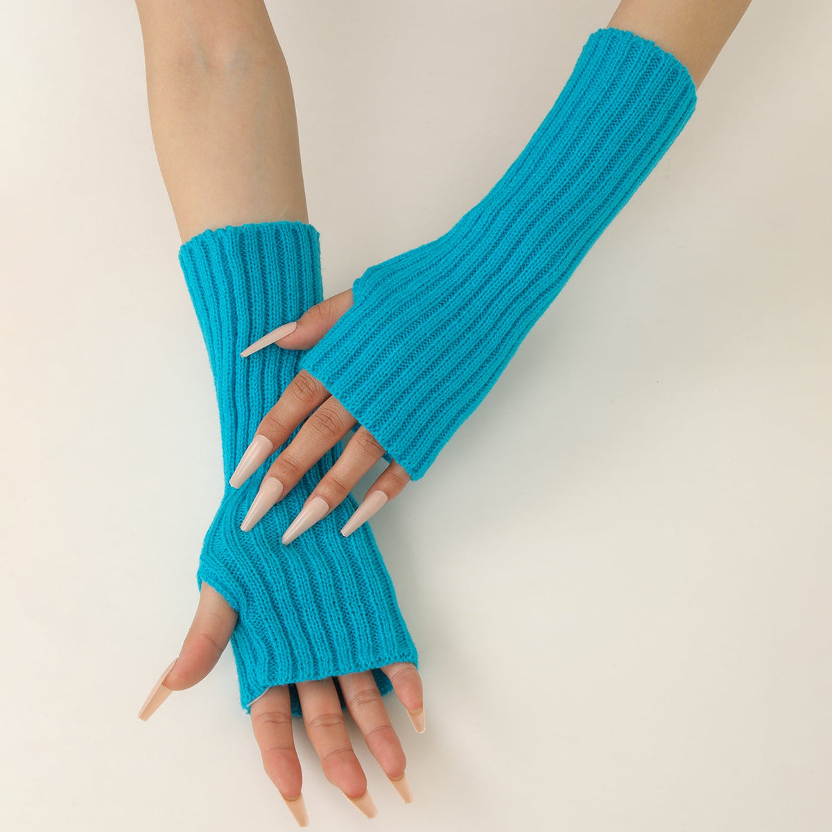 30cm Hot Styles Daily Winter Arm Warmers Go Party Long Sleeve Fingerless Mittens Half Finger Acrylic Gloves Mittens Knit Crochet