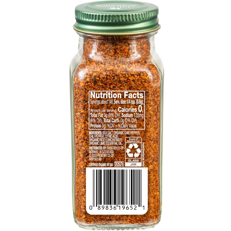 Chili Lime Seasoning, Certified Organic, Kosher, 4.20 Oz