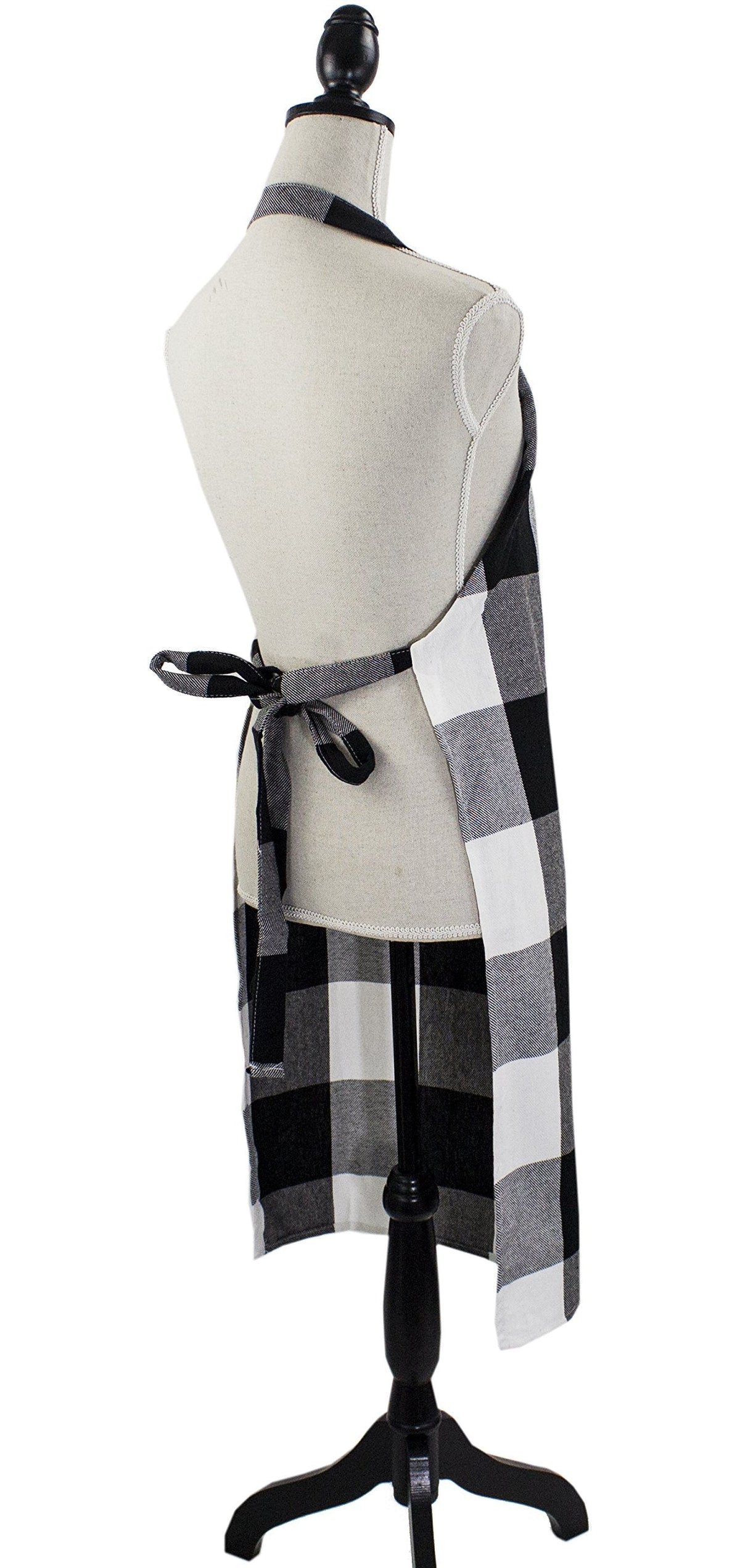 Fennco Styles Black and White Buffalo Check Plaid Cotton Kitchen Home Apron (30" x 36")
