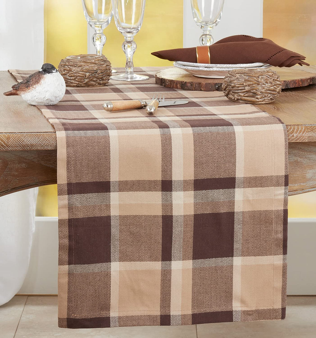 Classic Plaid Design 100% Cotton Placemats 14" W x 20" L, Set of 4 — dining table decor for home entertaining home and holiday accent