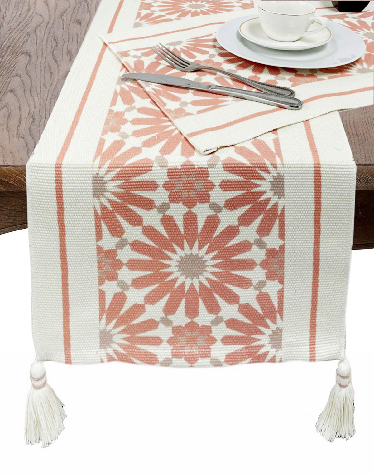 Fennco Styles Diamond Print Braided Cotton Placemats 14" W x 19" L, Set of 4