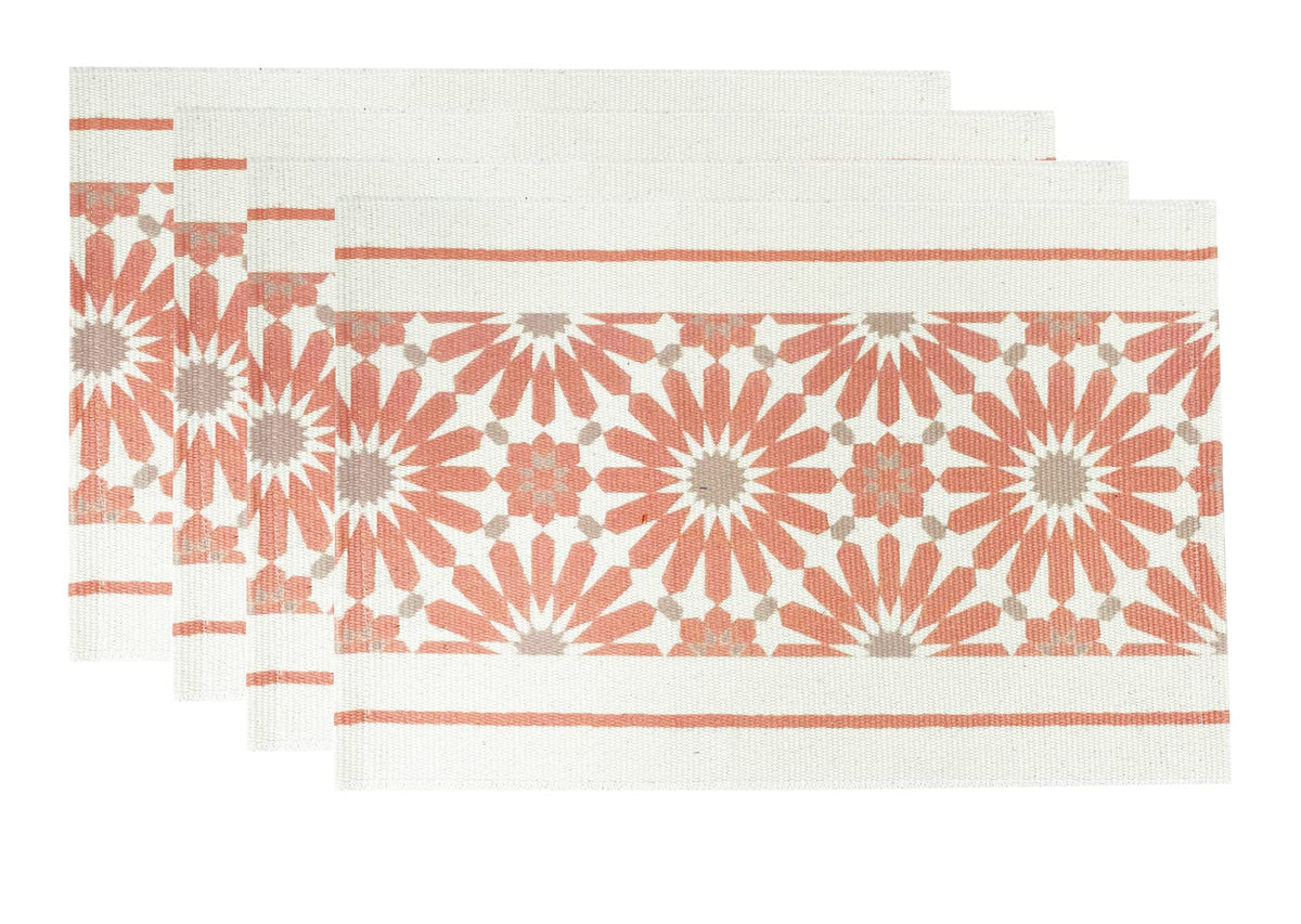 Fennco Styles Diamond Print Braided Cotton Placemats 14" W x 19" L, Set of 4