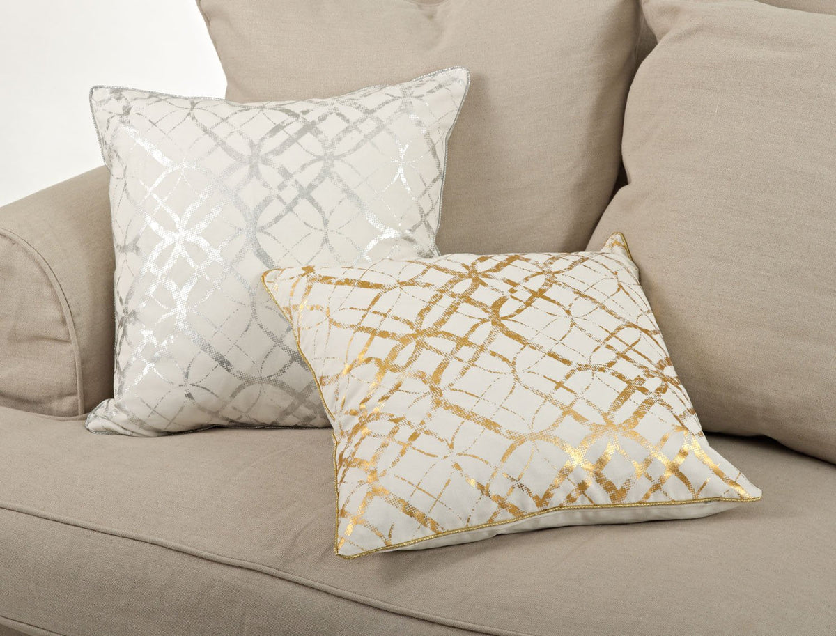 Modern Metallic Foil Design Cotton Throw Pillow Cover 20" W x 20" L — home decor pillow for couch chair or bed seasonal decorating choice