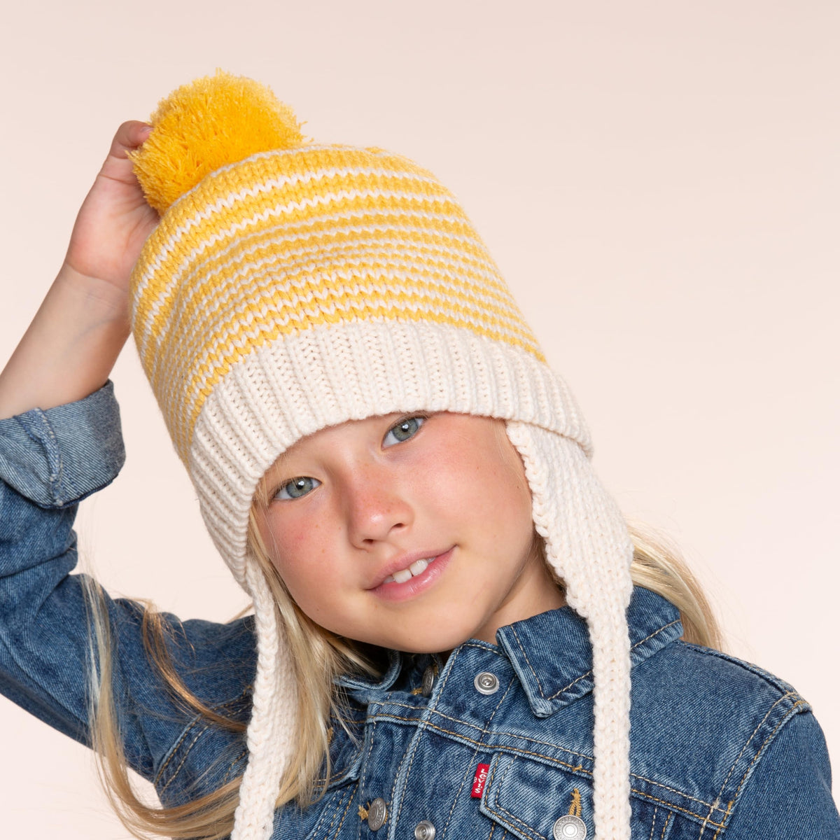 Warm Earflap Knit Beanie 2Pc Set for Toddlers/Little Kids 2-6 Years