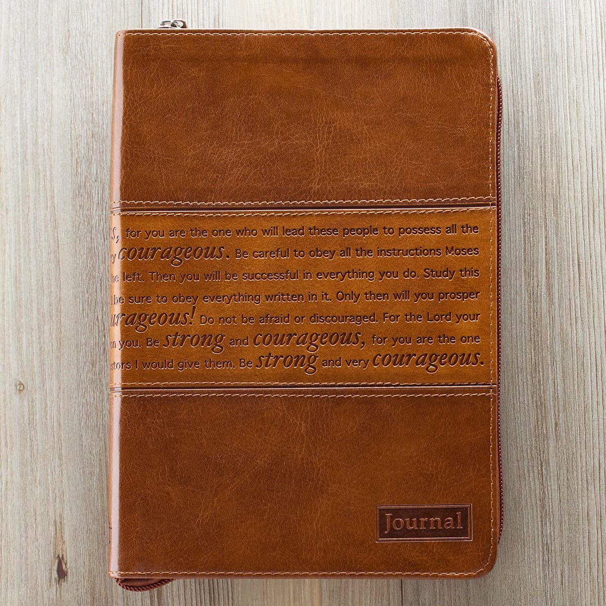 Journal Classic Zip Brown Two-tone Strong & Courageous
