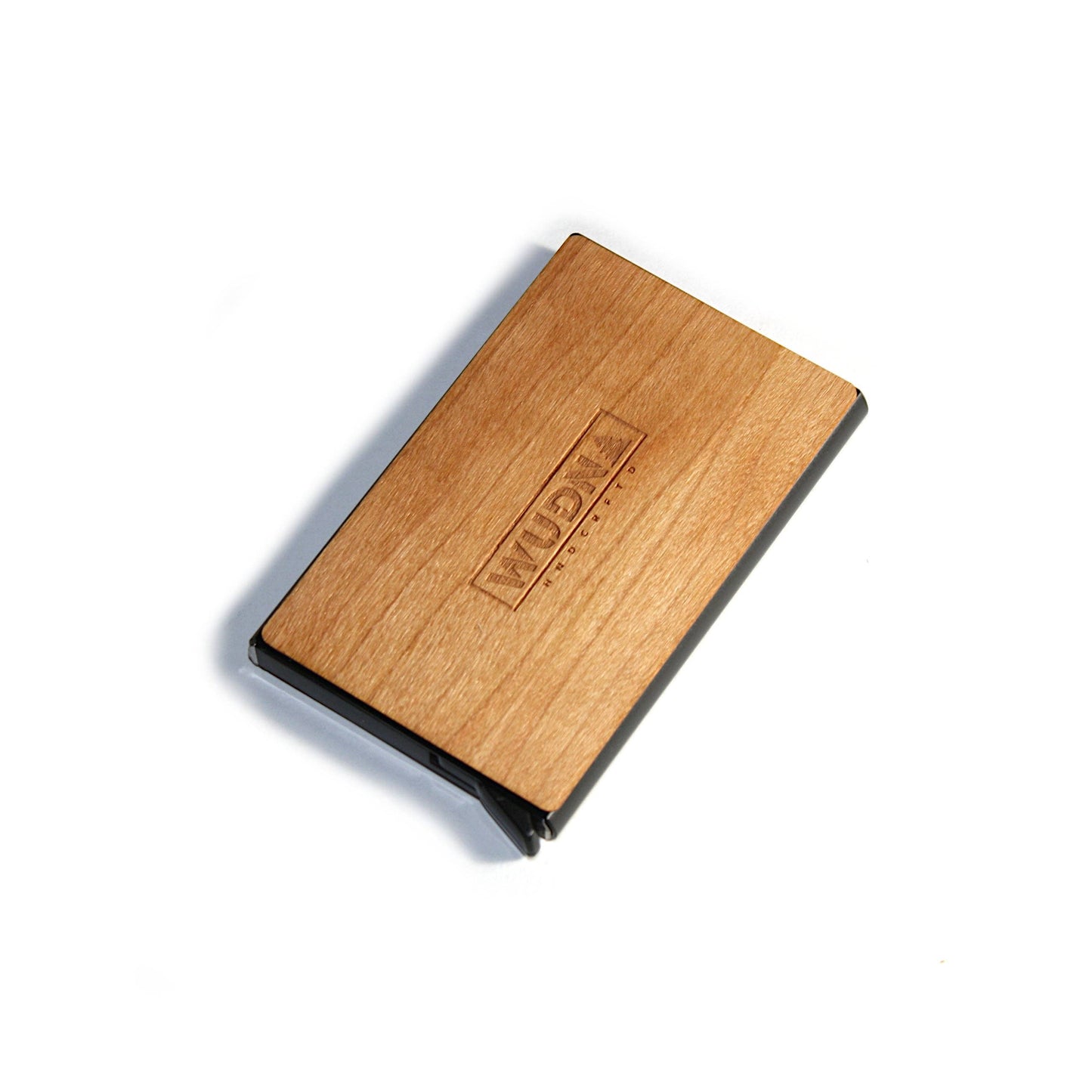Slim Wooden RFID Blocking Wallet – Minimalist Aluminum Card Holder with Fast Access Switch