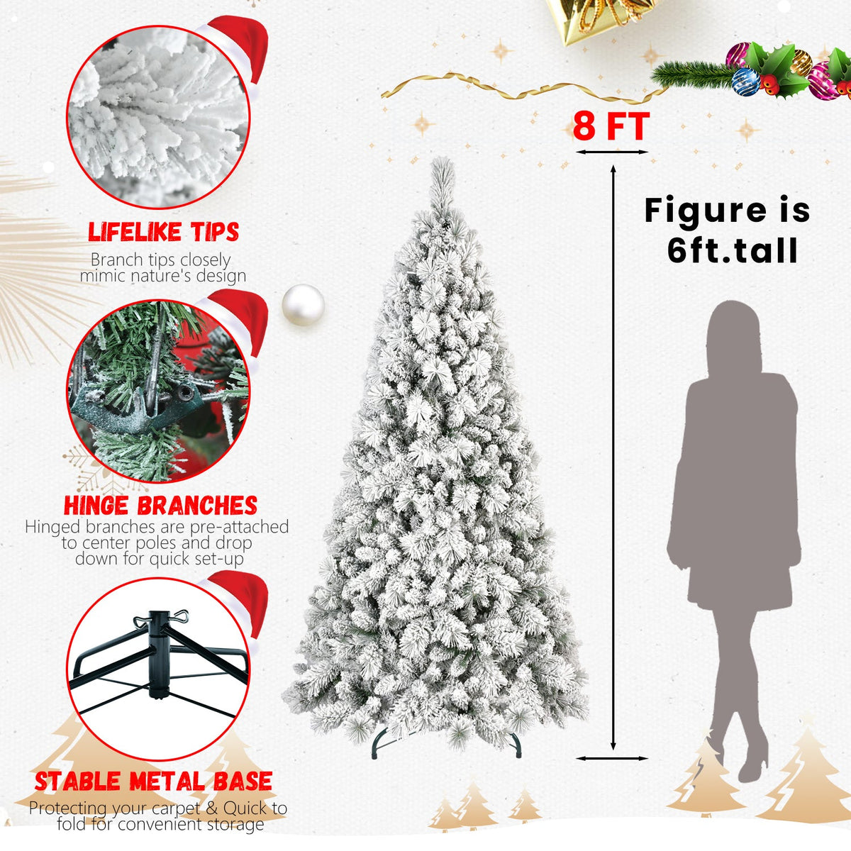 5FT Flocked Christmas Tree with 518 Tips