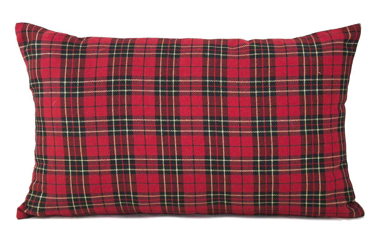 Holiday Tartan Plaid Dazzle Christmas Decorative Throw Pillow — accent cushion for living room bedroom and sofa home and holiday accent