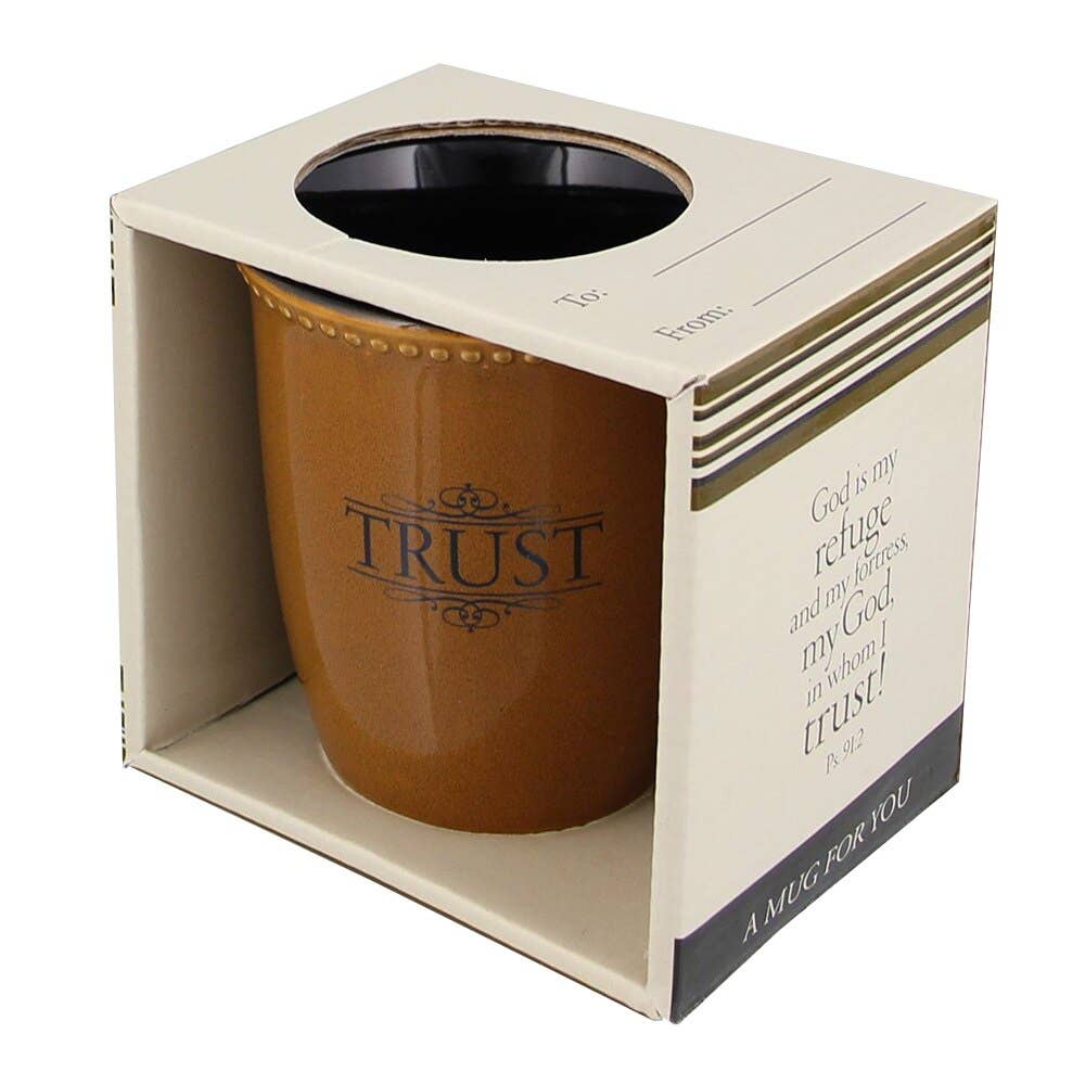 Mug Stoneware Brown/Black Trust Ps. 91:2
