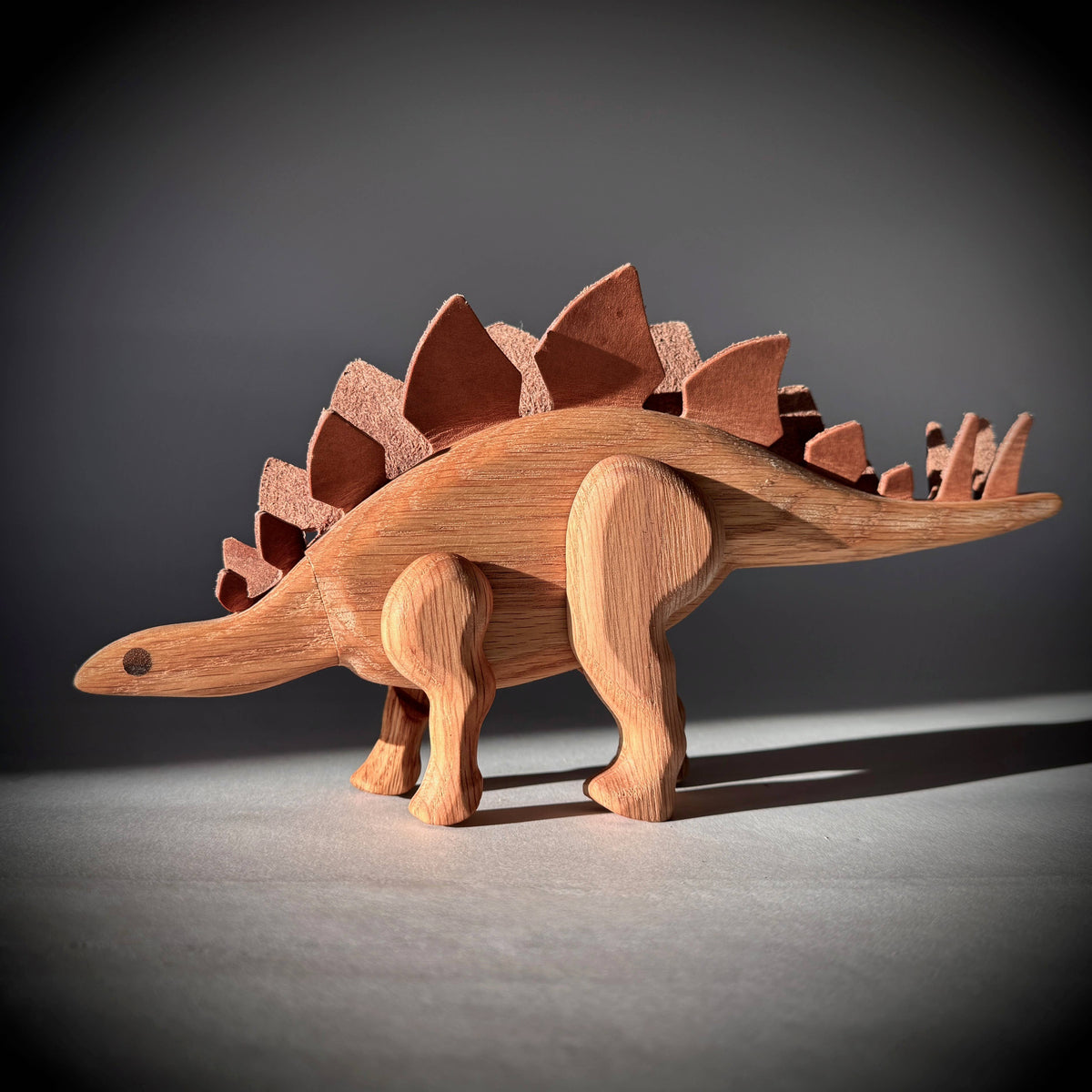 Wooden Stegosaurus Dinosaur with Magnetic Joints