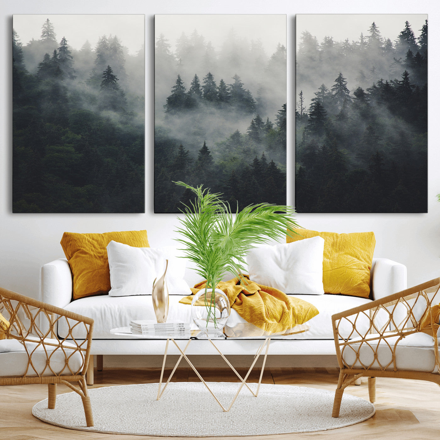 Nature Wall Decor - Serene Triptych Nature Print – Woodland