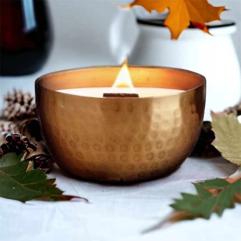 Winter/Holiday Brass Bowl Collection - 14oz /Soy/ Woodwick