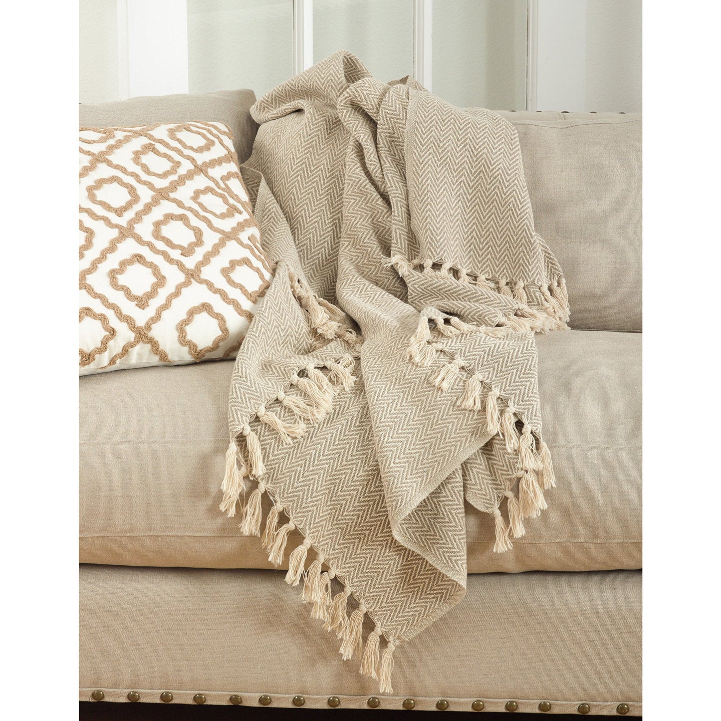 Fennco Styles Sevan Collection Soft Cotton Chevron Throw Blanket 50" W X 60" L