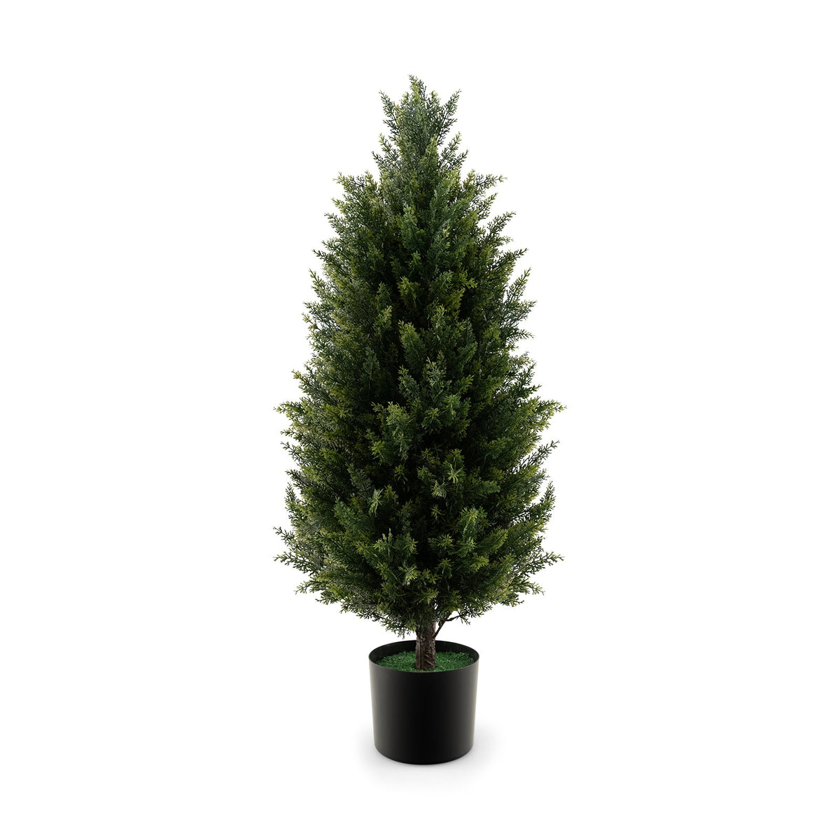 3 Feet Artificial Topiary Cedar Tree with Cement Plastic Pot and Faux Moss-Green — lifelike botanical accent for year round home decor seasonal decorating choice