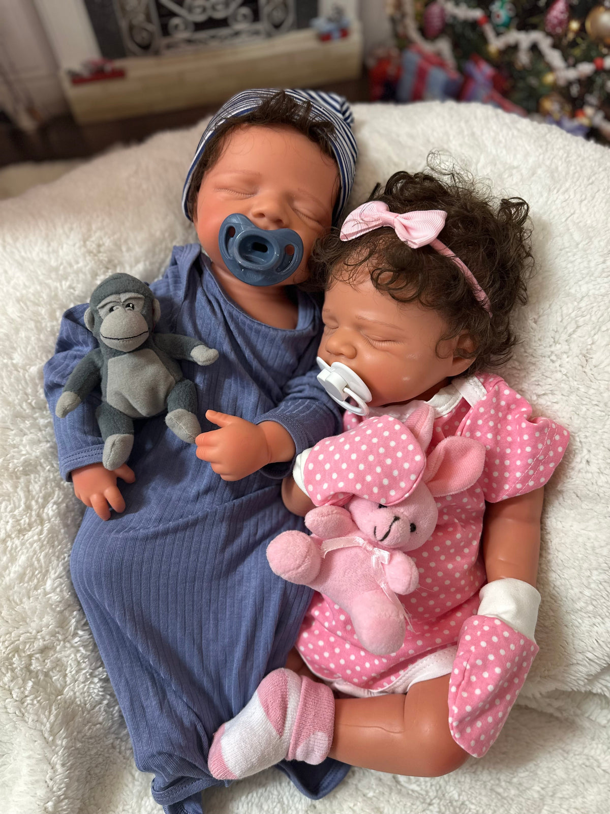 Hendrix 19” W/ NEWBORN CURLY HAIR, CUSTOM MADE Full Silicone Boy Tan Skin Tone open mouth TAT 5 days