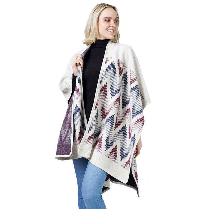 Chevron Pattern Cape Poncho Shawl Wrap