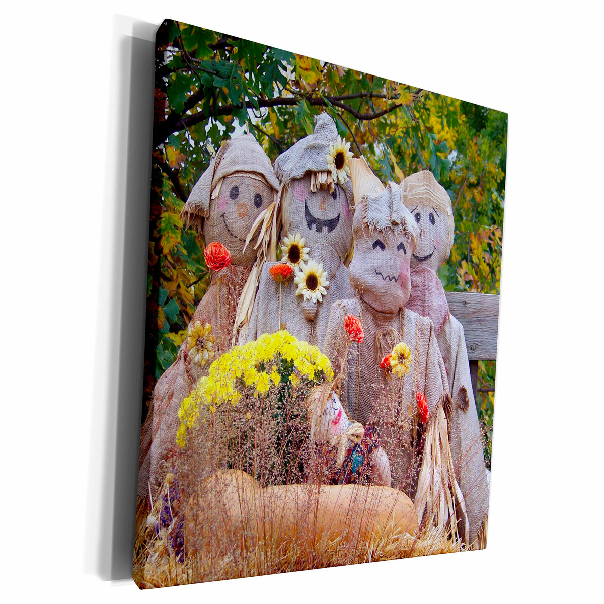 3dRose Sandy Mertens Halloween Designs - Family of Scarecrows - Museum Grade Canvas Wrap (cw_156793)