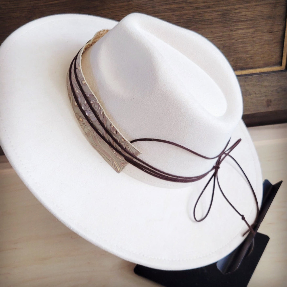 **Wide Genuine Leather Gilded Cowboy Hat Band OnlyOnly 954b