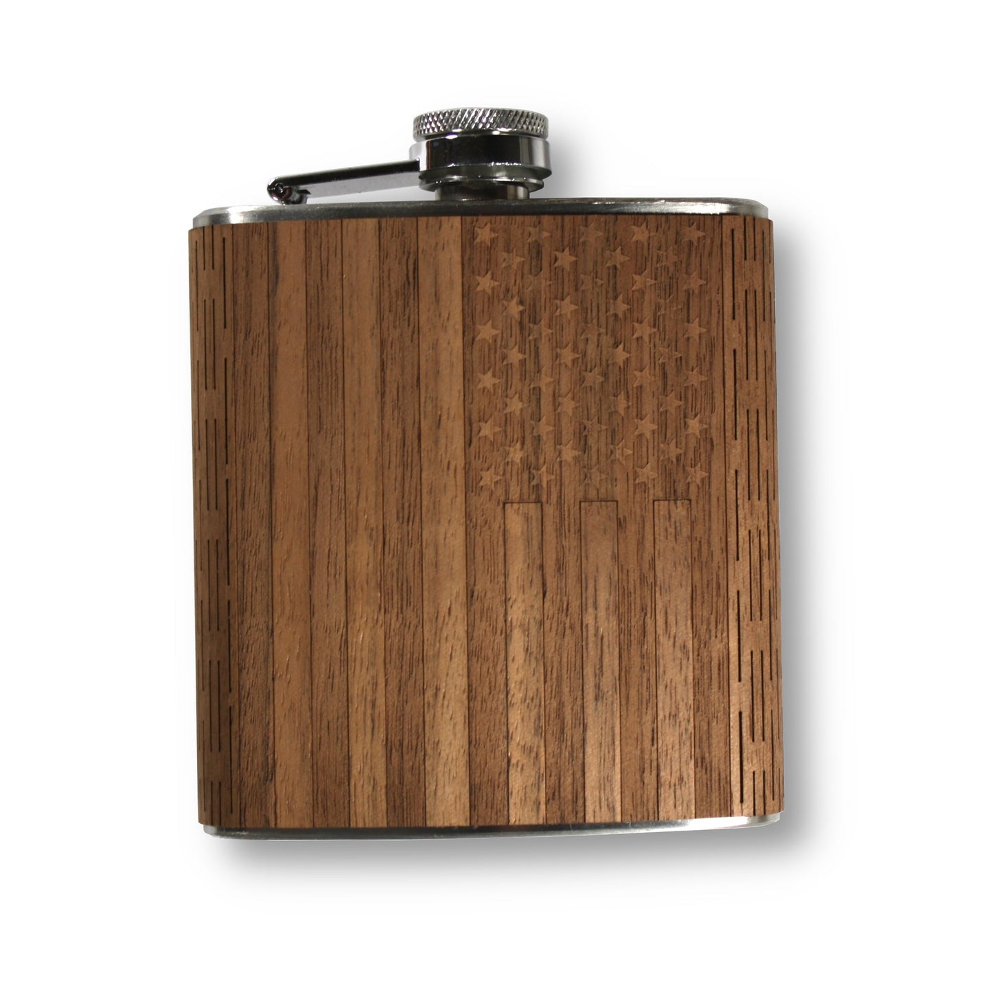 6 oz Wooden Hip Flask American Flag
