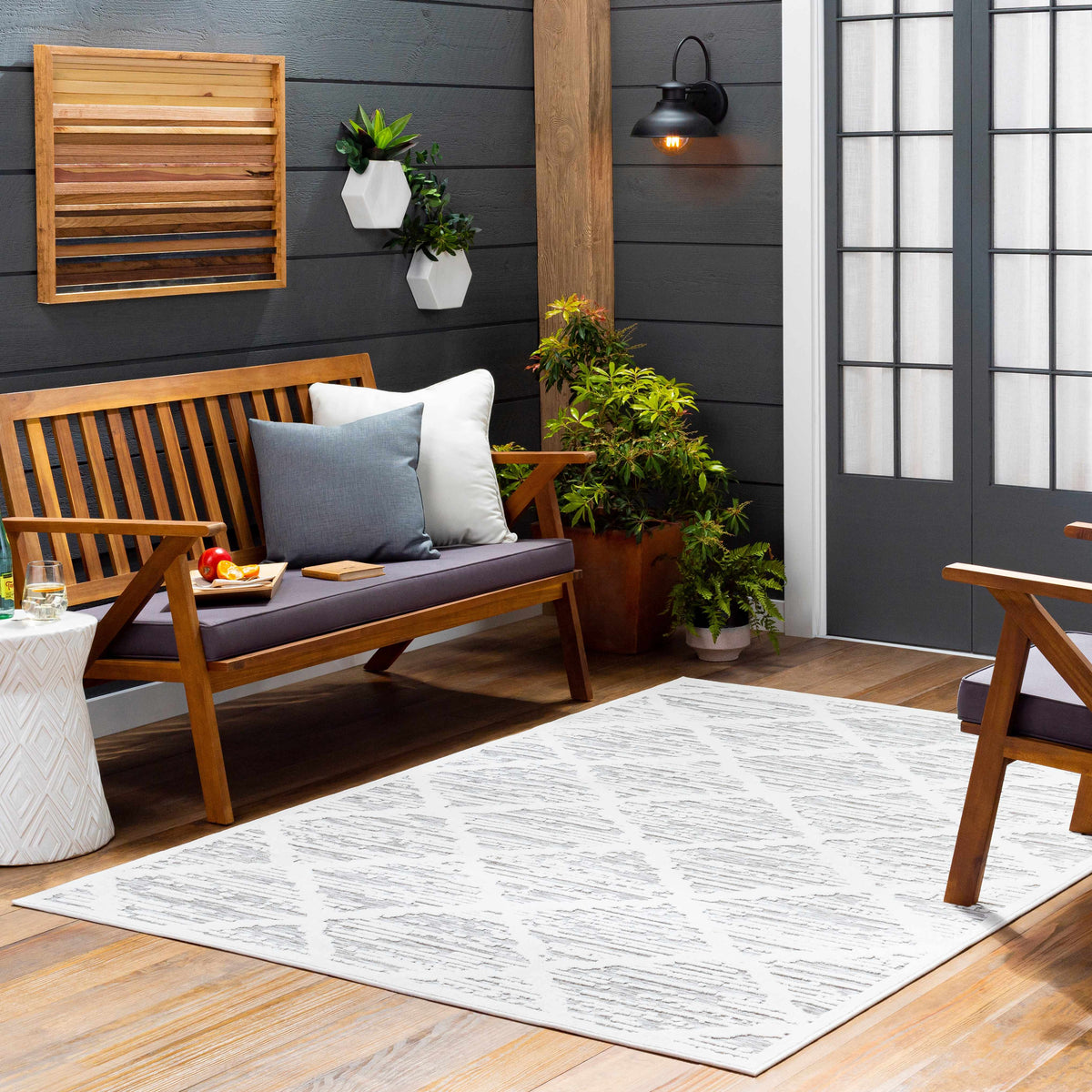 Gambang 3D Trellis Outdoor Area Rug - Clearance