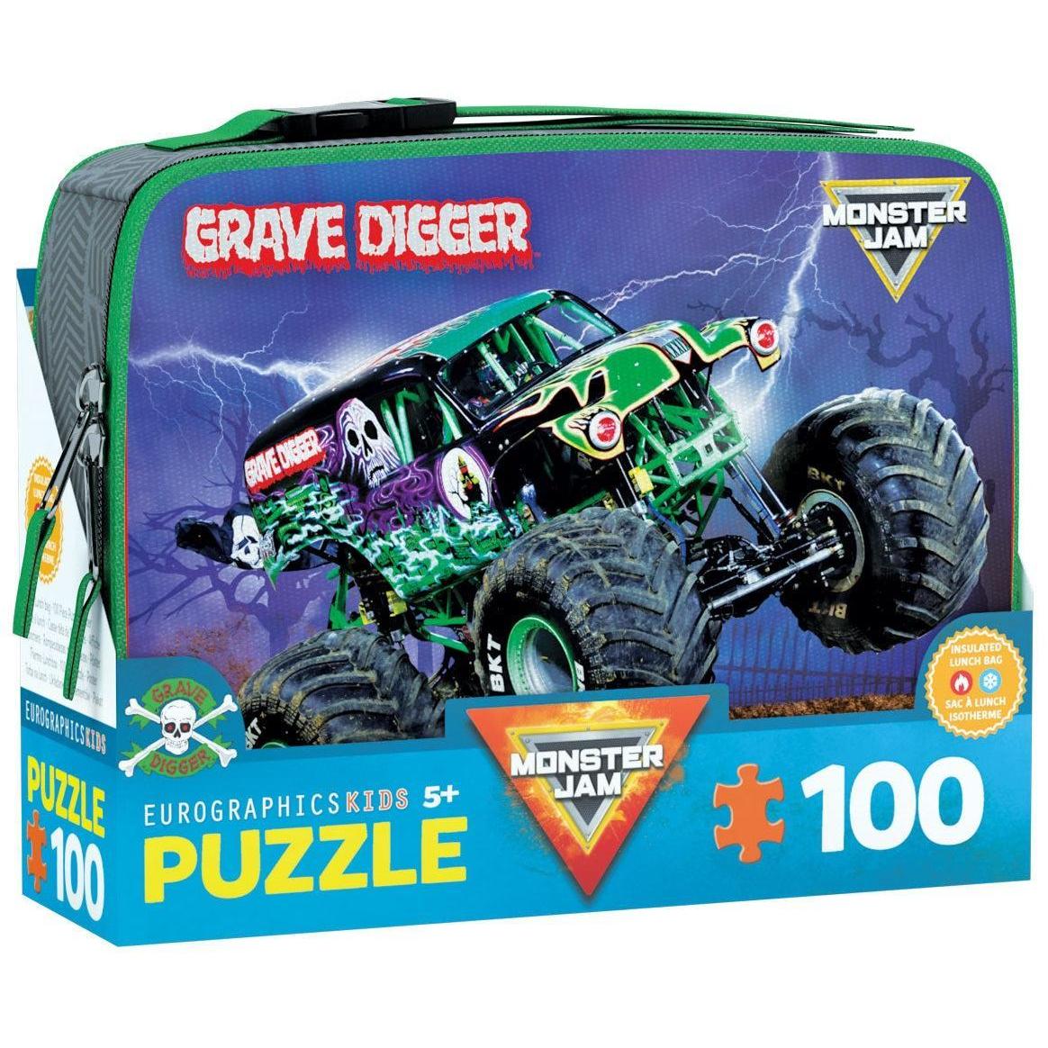 Grave Digger Monster Jam Lunch Bag & 100 Piece Jigsaw Puzzle Eurographics