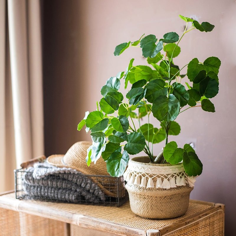 Silk Artificial Apple Banyan Leaf Tree In Pot — decorative artificial greenery for indoor spaces
